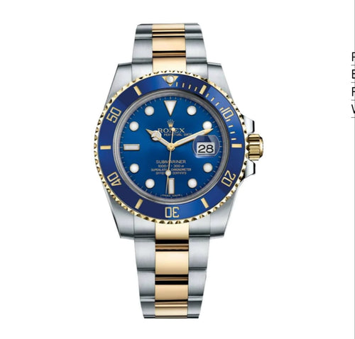 Exquisite Rolex Submariner Long Edition Two-Tone Stainless Steel and Gold Watch with Blue